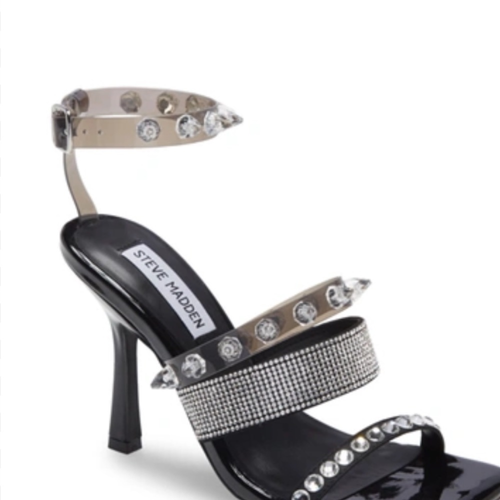 Steve Madden Black and Silver Women's Heels